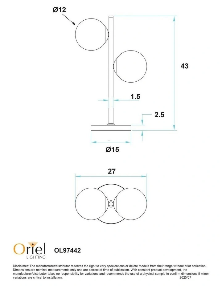 Opal Matt Glass Spheres Valcross Decorative 2 Light Table Lamp image 4
