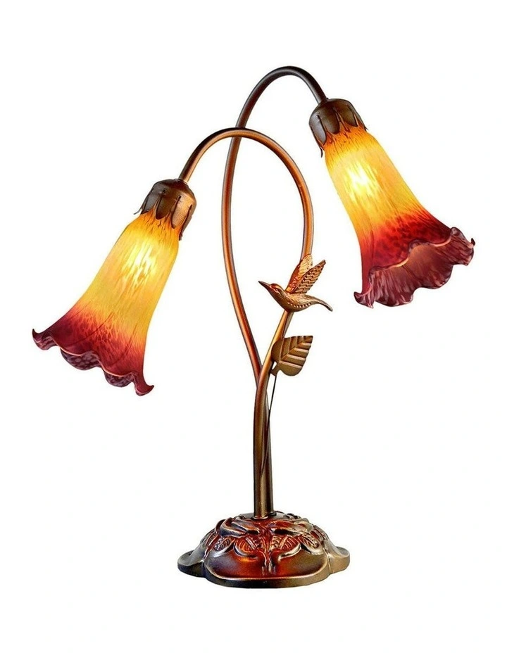 Twin Hummingbird Lily Table Lamp image 1