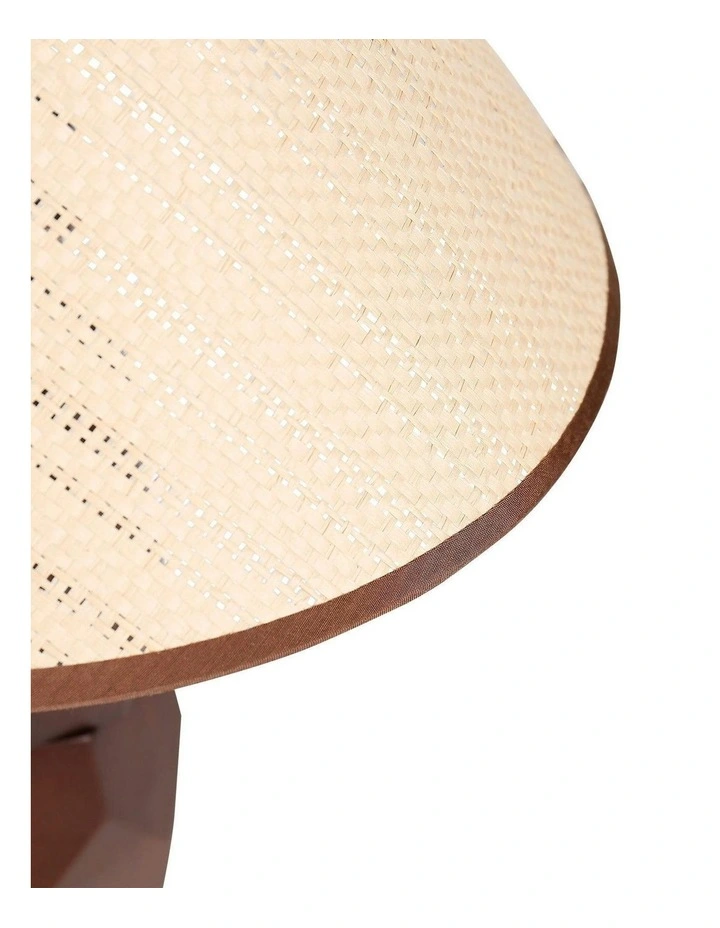 Helena Hand-Faceted Wooden Base Table Lamp in Woven Shade image 5