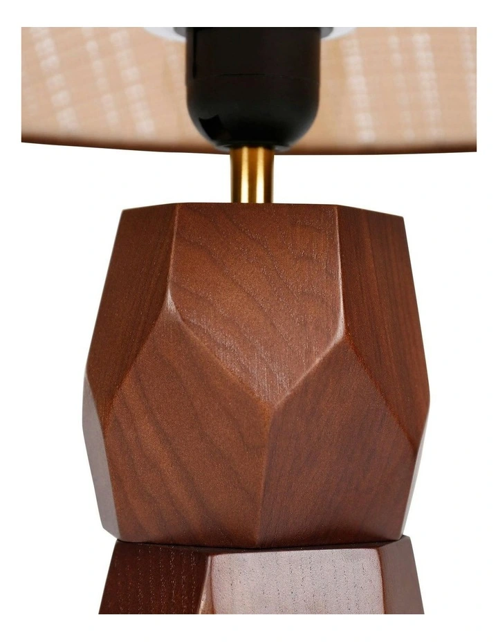 Helena Hand-Faceted Wooden Base Table Lamp in Woven Shade image 6