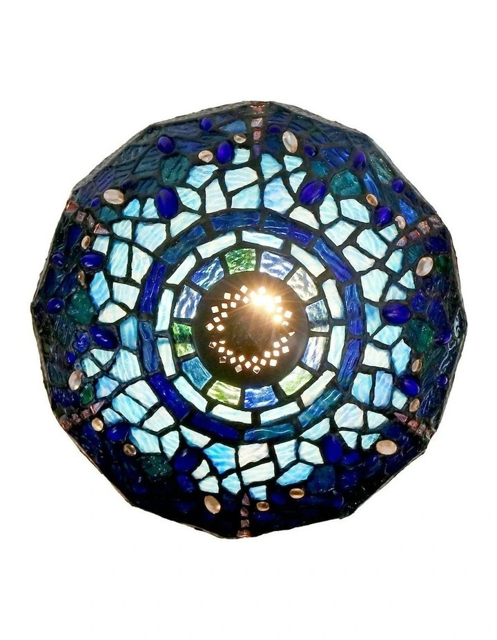 Rose and Dragonfly Tiffany Table Lamp in Blue image 5