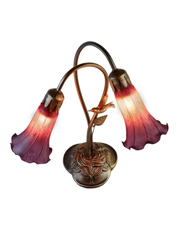 Twin Hummingbird Lily Table Lamp in Purple image 3