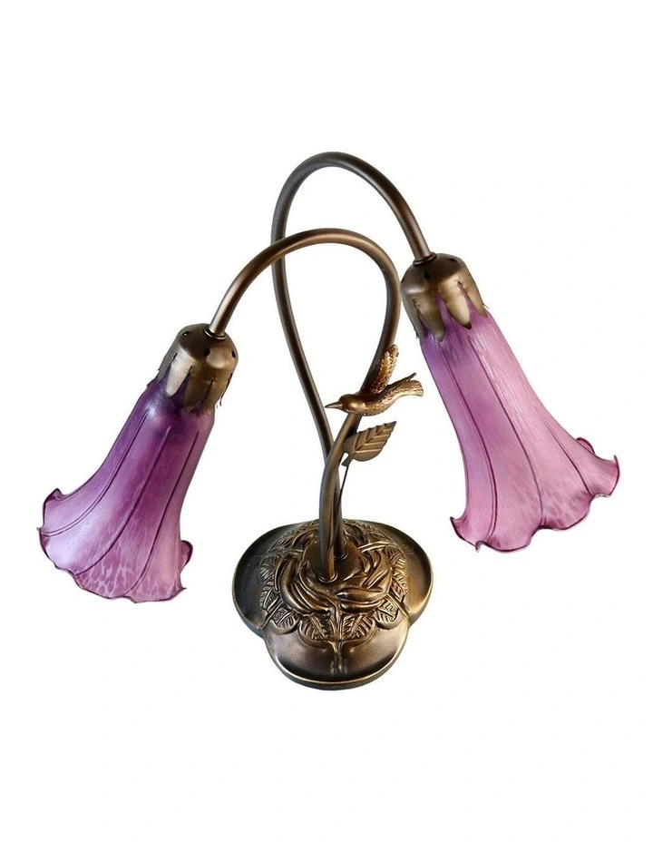 Twin Hummingbird Lily Table Lamp in Purple image 4