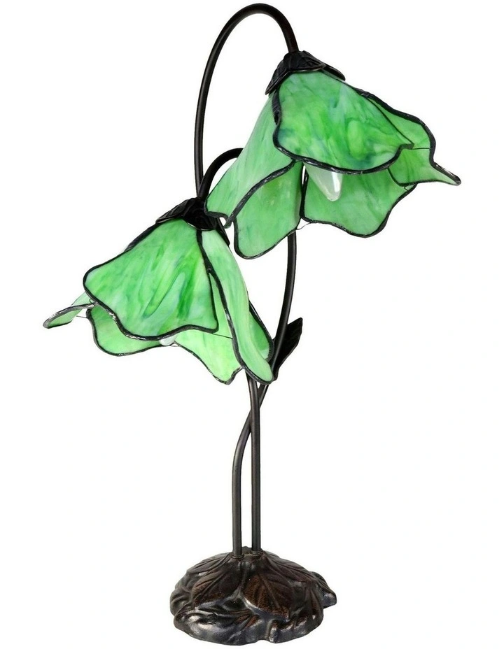 Twin Lotus Lamp in Green image 1