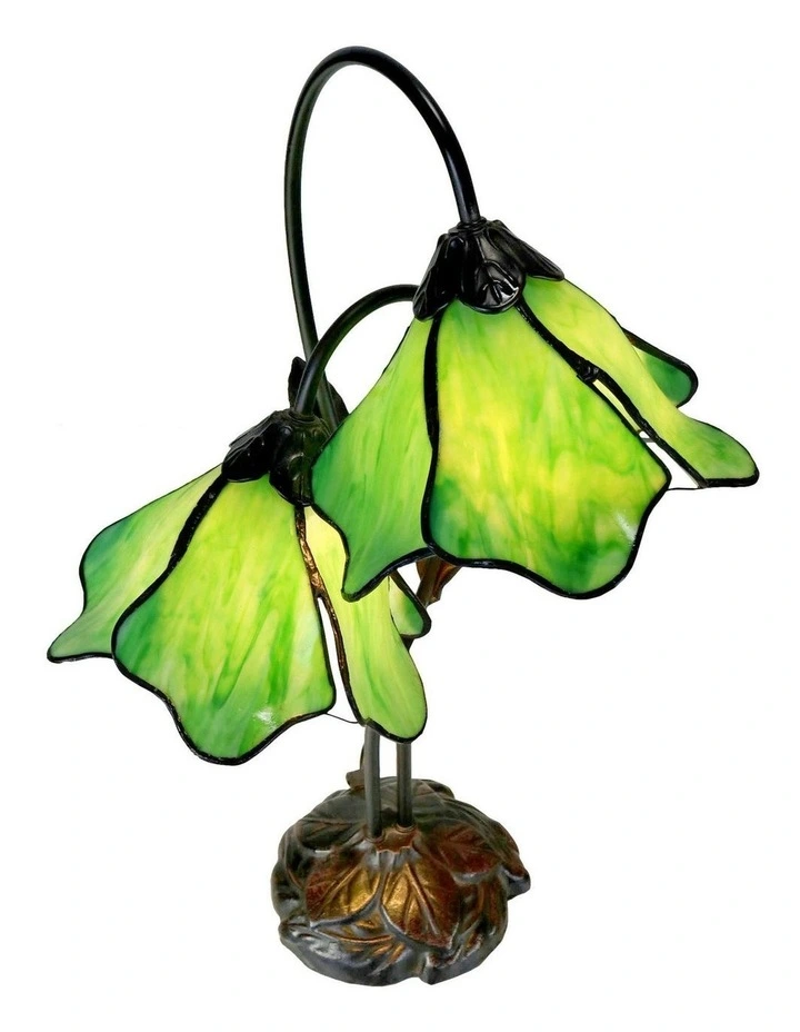 Twin Lotus Lamp in Green image 2