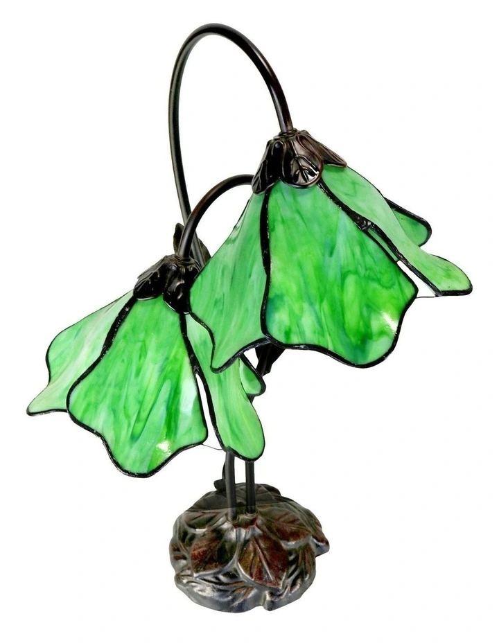 Twin Lotus Lamp in Green image 3