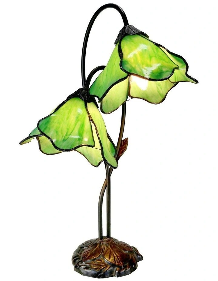 Twin Lotus Lamp in Green image 4