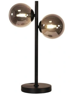 Valcross 2Light Decorative Table Lamp with Smoke Glass Spheres in Black