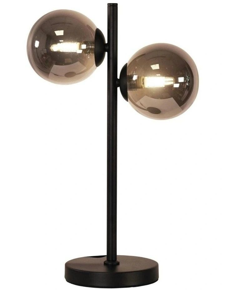 Valcross 2Light Decorative Table Lamp with Smoke Glass Spheres in Black image 1