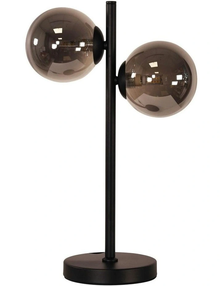 Valcross 2Light Decorative Table Lamp with Smoke Glass Spheres in Black image 3