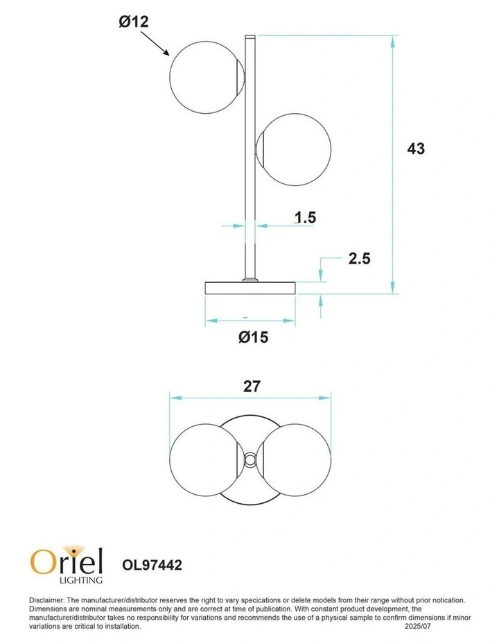 Valcross 2Light Decorative Table Lamp with Smoke Glass Spheres in Black image 4