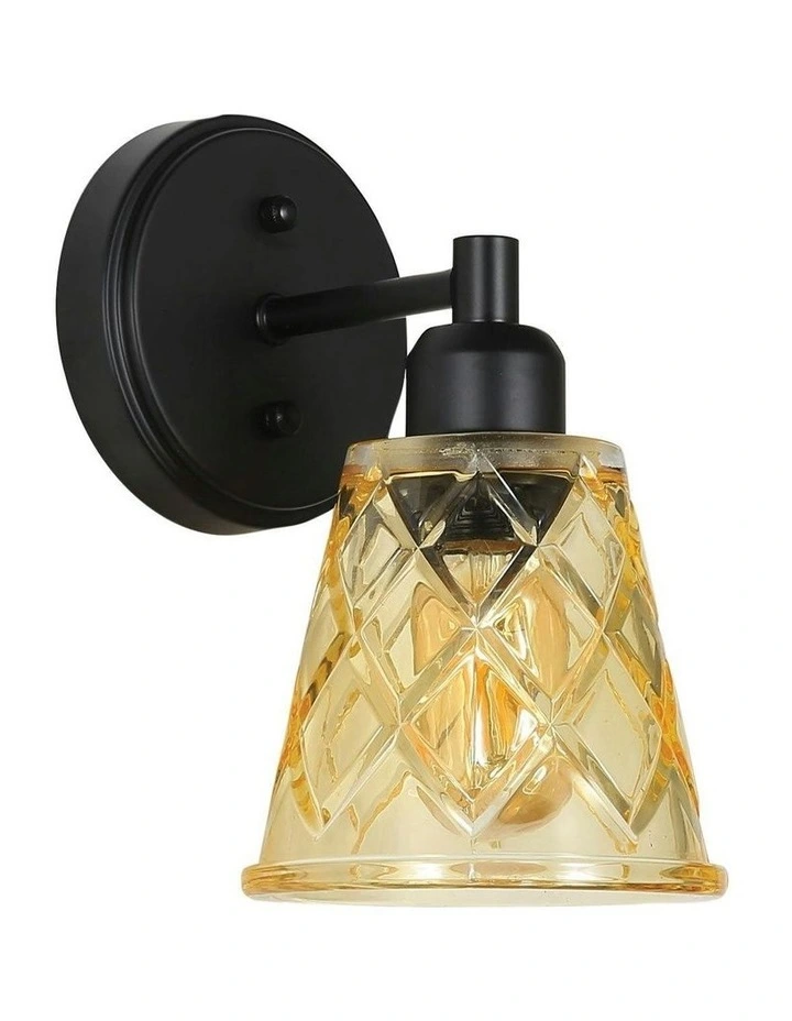 Dram Vintage Cut Glass Wall Light-Amber image 1