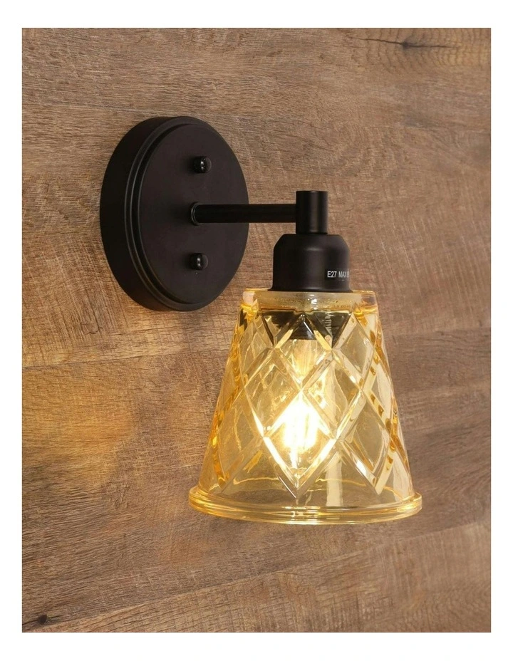 Dram Vintage Cut Glass Wall Light-Amber image 3