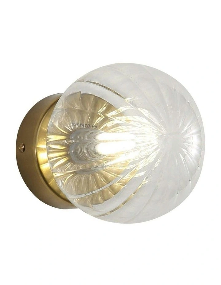 Juni G9 Ribbed Optic Glass Wall Light Clear IP44 image 1
