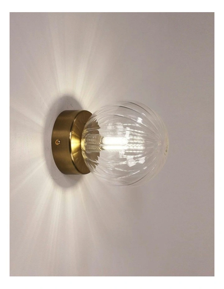 Juni G9 Ribbed Optic Glass Wall Light Clear IP44 image 2