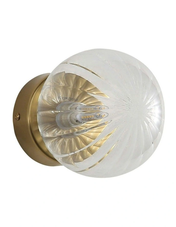 Juni G9 Ribbed Optic Glass Wall Light Clear IP44 image 3