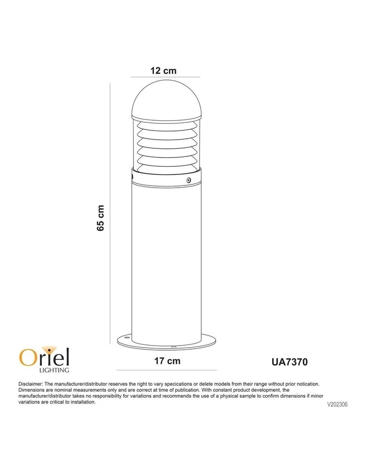 Terzo Metal Outdoor Bollard Light in Grey image 3
