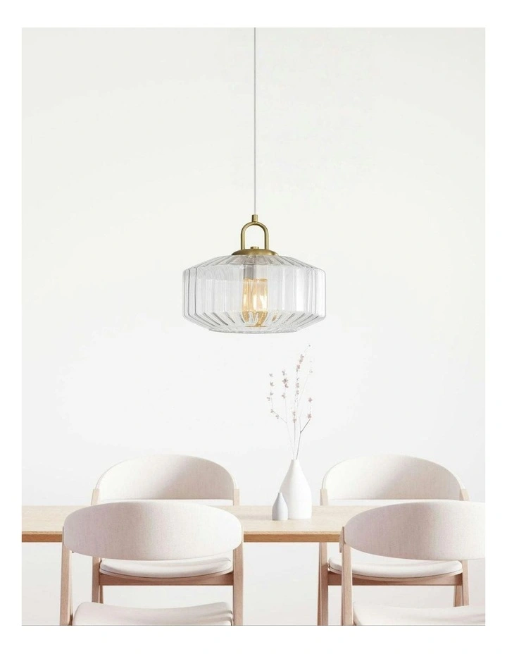 Clarise Geometric Glass Pendant Light in Clear image 3