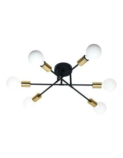 Muna 6 Light Satin Brass Ceiling Light Black
