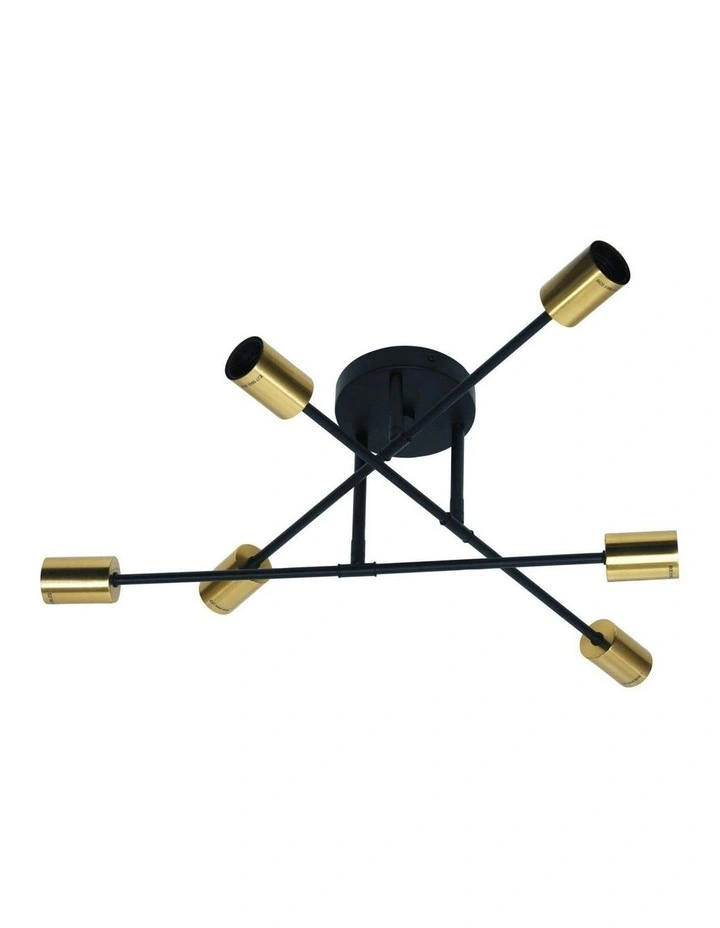 Muna 6 Light Satin Brass Ceiling Light Black image 3