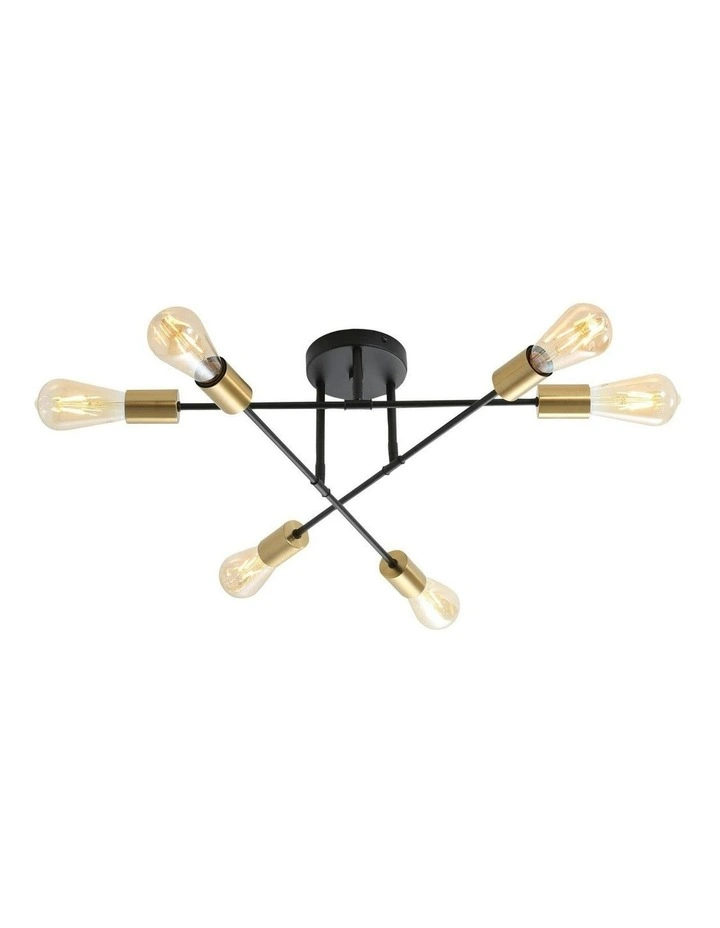 Muna 6 Light Satin Brass Ceiling Light Black image 4
