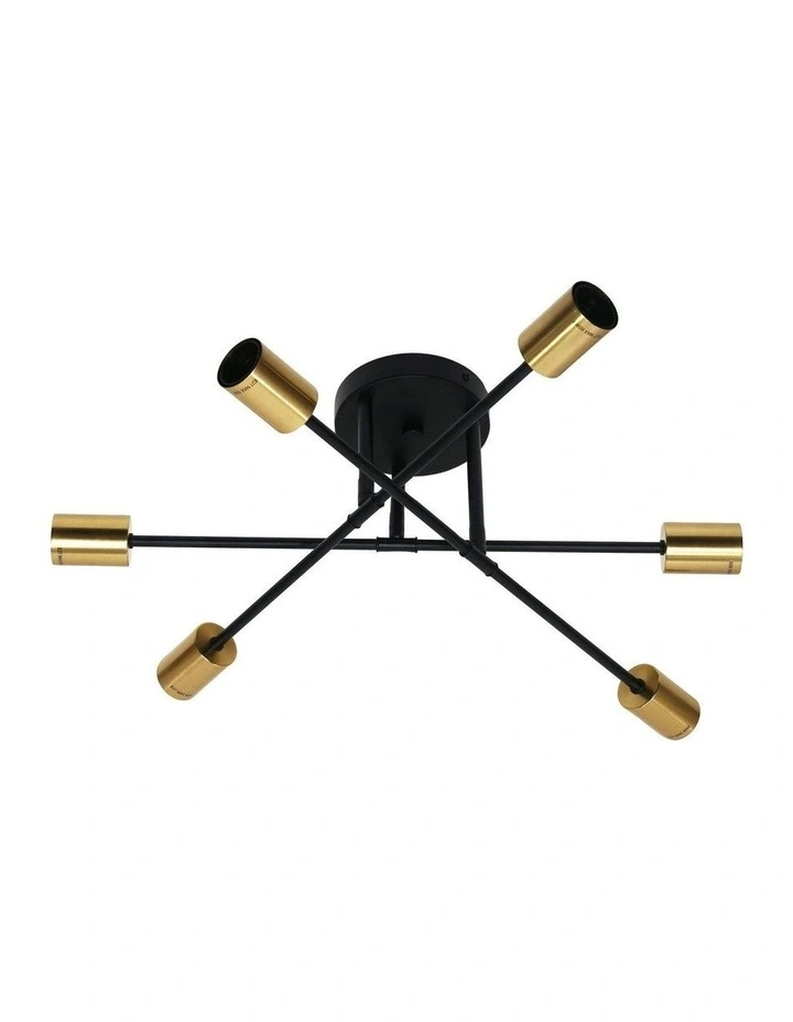 Muna 6 Light Satin Brass Ceiling Light Black image 5
