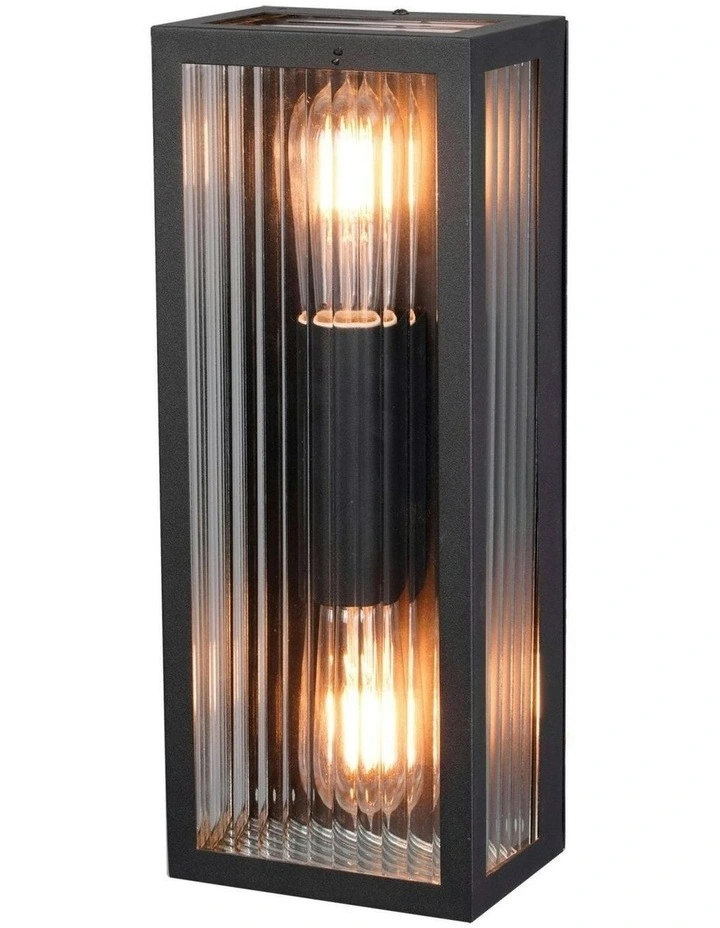 Chicago Twin Clear Ribbed Glass Decorative Outdoor Wall Light image 1