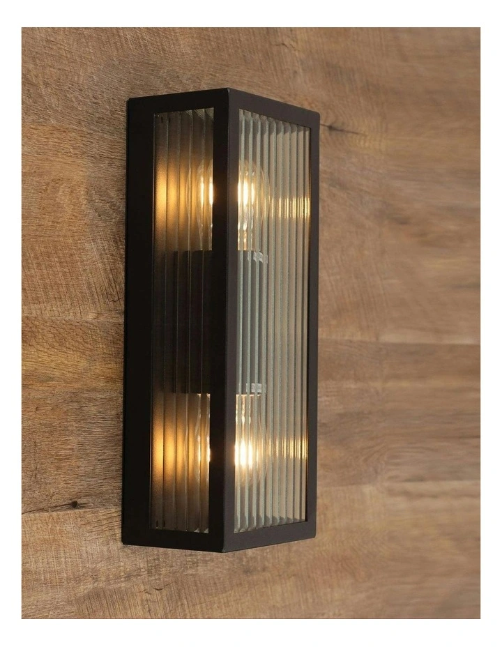 Chicago Twin Clear Ribbed Glass Decorative Outdoor Wall Light image 3