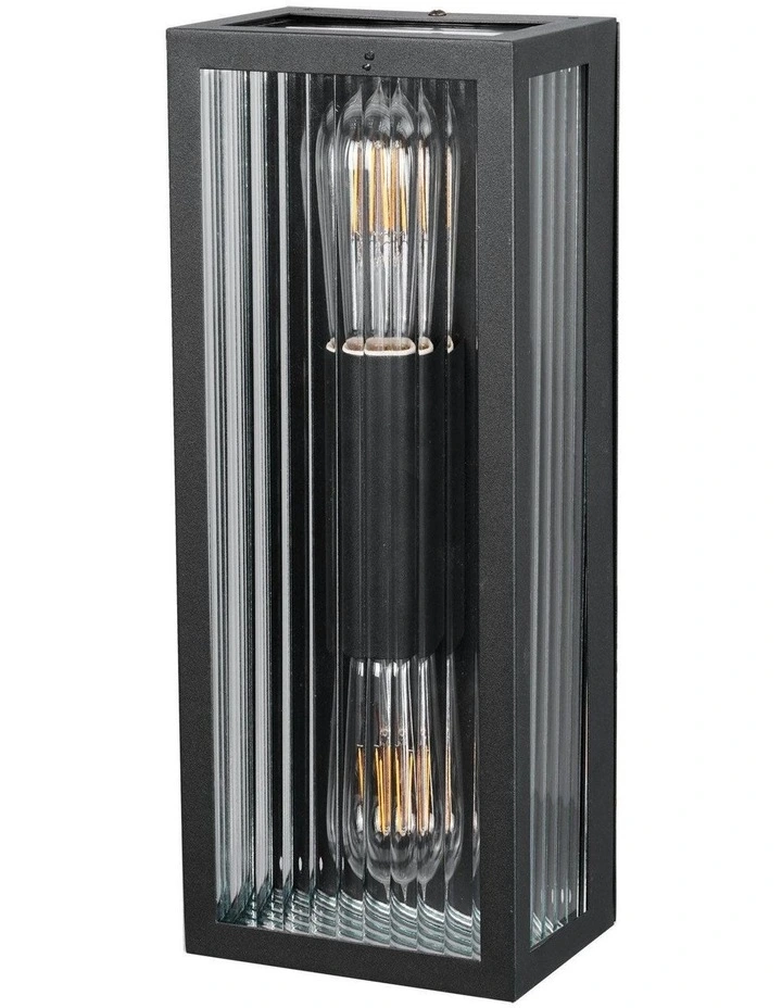 Chicago Twin Clear Ribbed Glass Decorative Outdoor Wall Light image 4