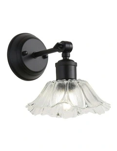 Fleur Vintage Cut Glass Wall Light in Clear/Black