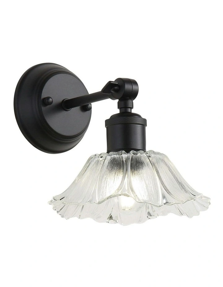 Fleur Vintage Cut Glass Wall Light in Clear/Black image 1