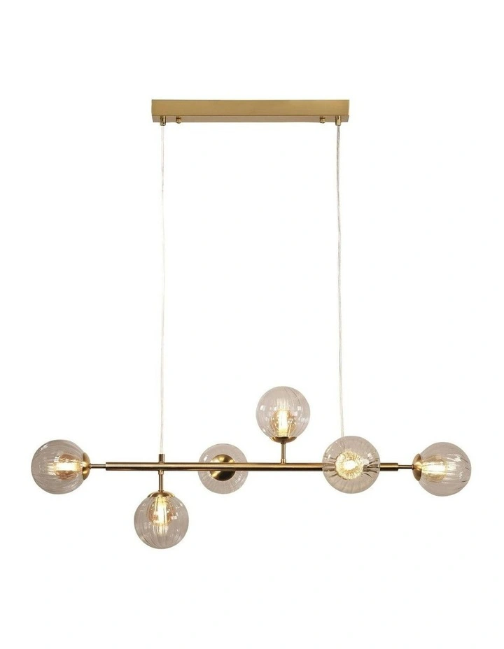 Volli 6 Light Optic Glass Pendant Light Satin Brass image 1