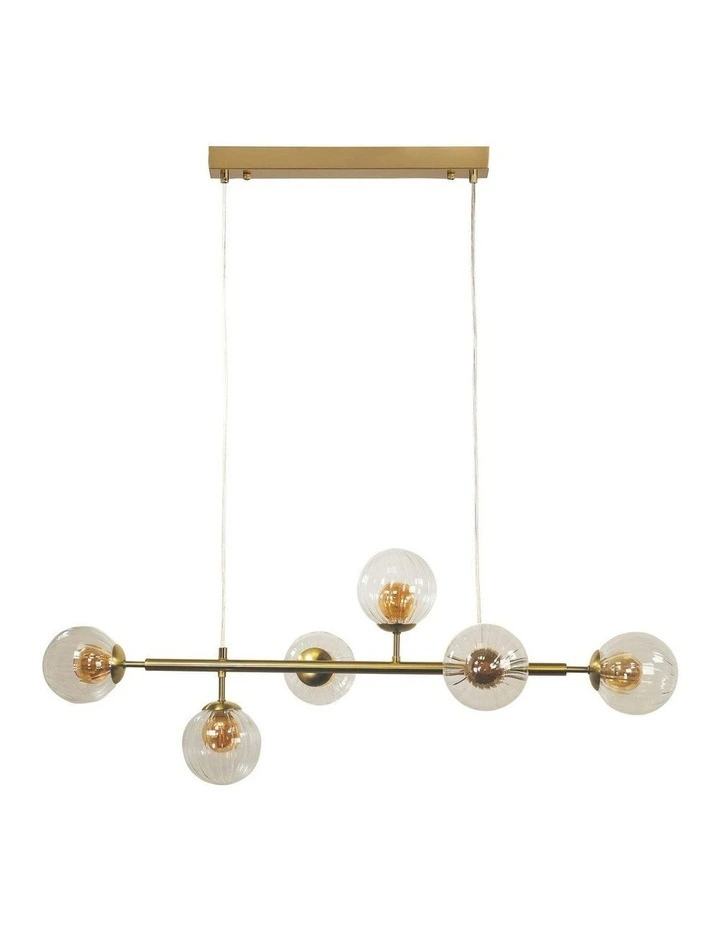 Volli 6 Light Optic Glass Pendant Light Satin Brass image 2