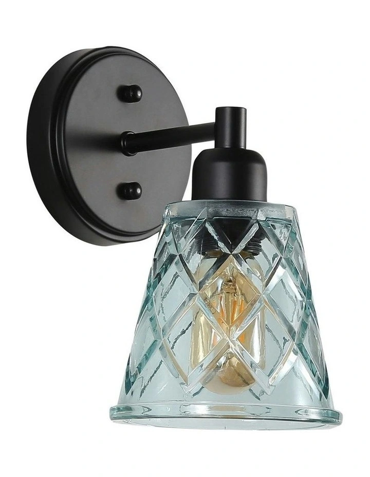 Dram Vintage Cut Glass Wall Light in Blue image 1