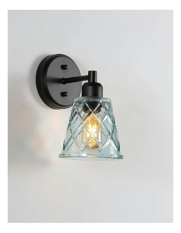 Dram Vintage Cut Glass Wall Light in Blue image 2