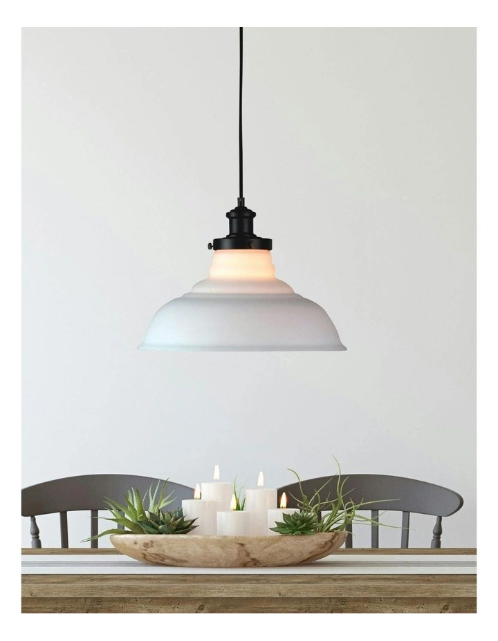 Toledo Classic Opal Glass Pendant Light in Black image 2