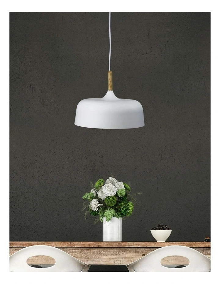 Malt Urban Retro Industrial Style Pendant 32cm in White image 2
