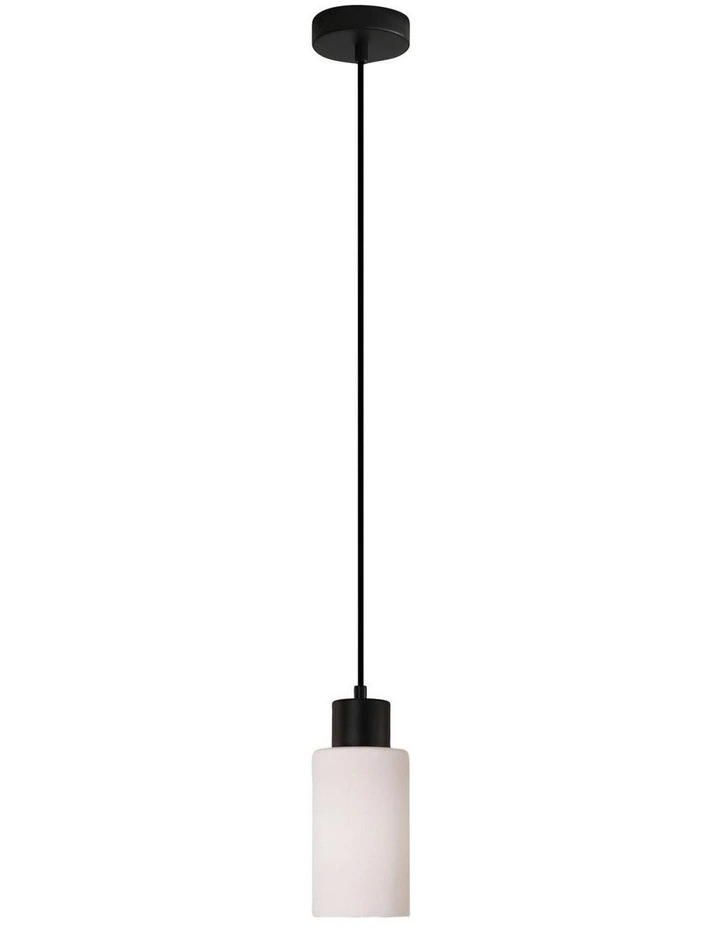 Lisa Cylindrical Opal Glass Pendant Light in Black image 1