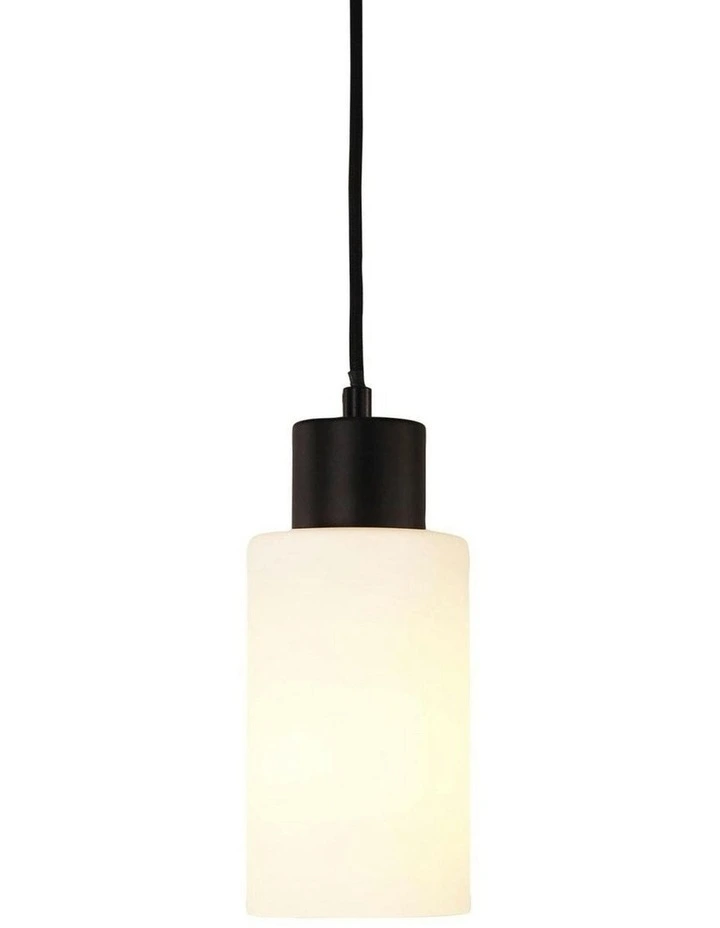 Lisa Cylindrical Opal Glass Pendant Light in Black image 2