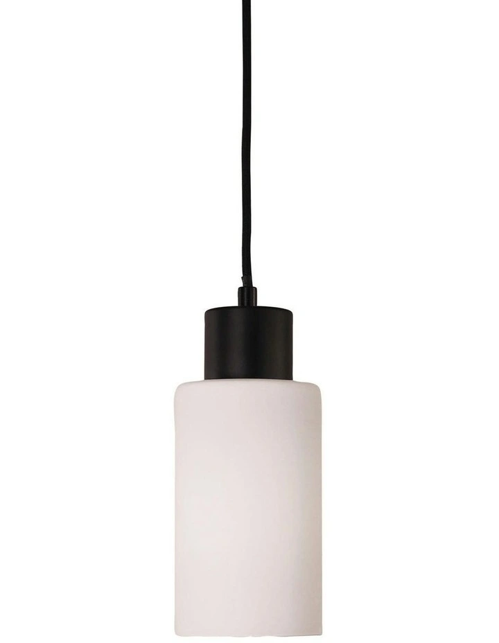 Lisa Cylindrical Opal Glass Pendant Light in Black image 3