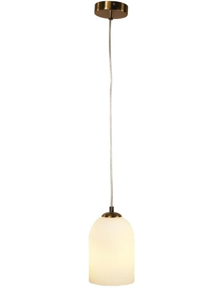 Arley Ribbed Glass Pendant Light in Brown image 1
