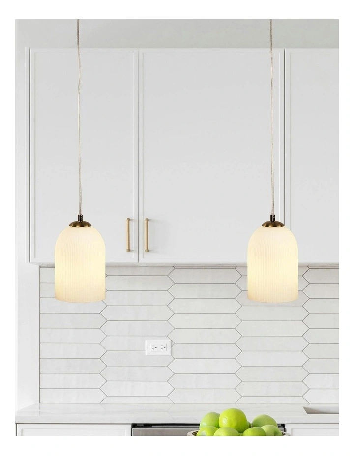 Arley Ribbed Glass Pendant Light in Brown image 2