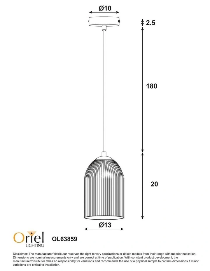 Arley Ribbed Glass Pendant Light in Brown image 4
