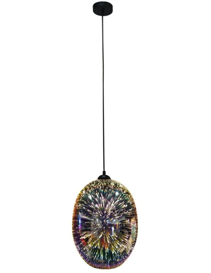Moravian Glass Oval Pendant Light in Silver image 1