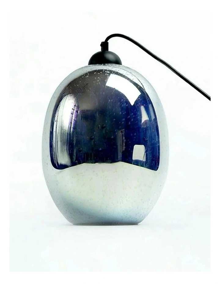 Moravian Glass Oval Pendant Light in Silver image 3