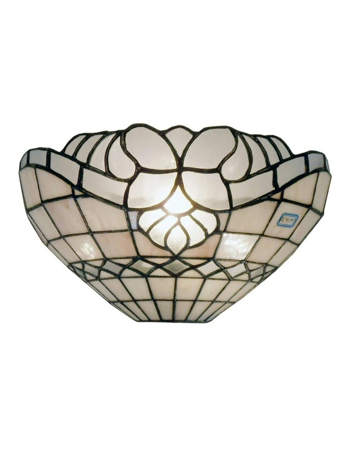 Vienna Flush 1 Light Tiffany Wall Light in Beige image 1