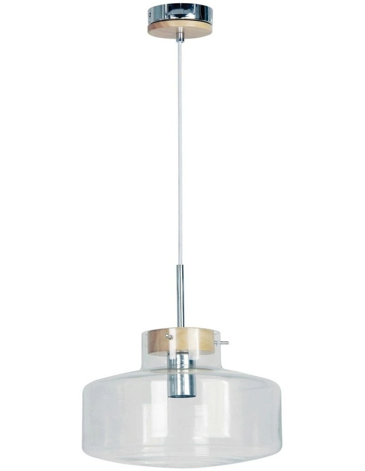 Holbeck Scandinavian Glass Pendant Light 30cm in Clear image 1