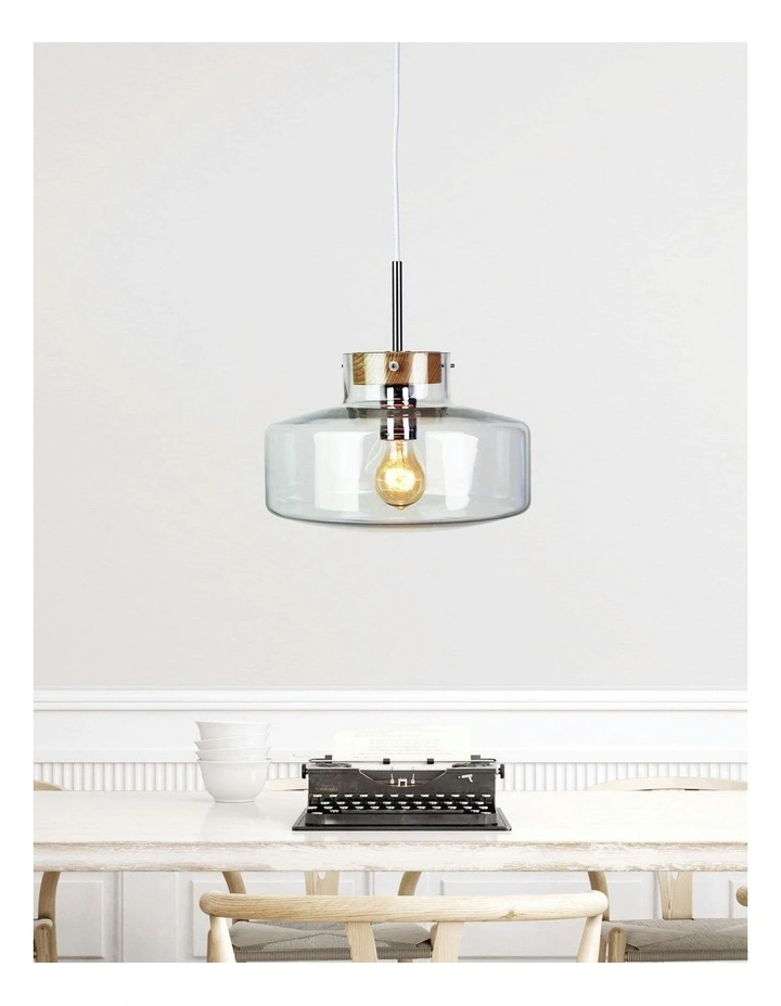 Holbeck Scandinavian Glass Pendant Light 30cm in Clear image 2