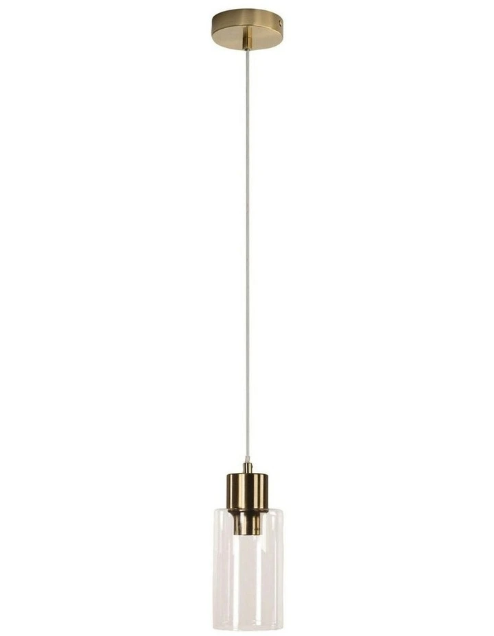 Lisa Cylindrical Pendant Light Satin Brass in Clear image 1