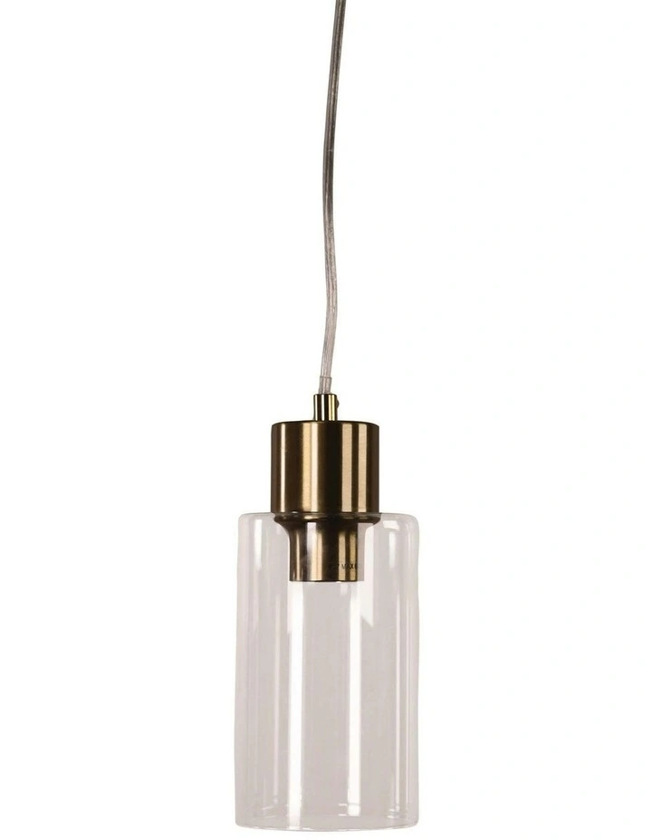 Lisa Cylindrical Pendant Light Satin Brass in Clear image 2